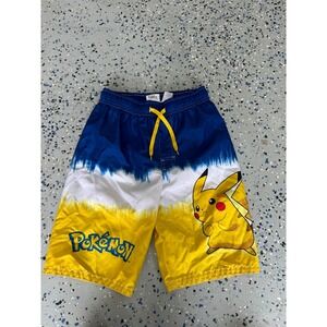 Pokemon Pikachu‎ Swim Trunks Shorts Yellow Blue White Boys Size L